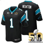 Cam Newton Carolina Panthers Super Bowl 50 Black Jersey Men’s Size Medium