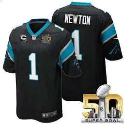 Cam Newton Carolina Panthers Super Bowl 50 Black Jersey Men’s Size Medium