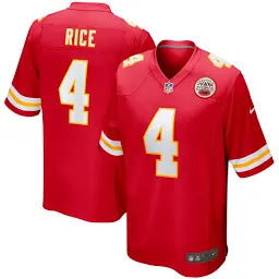 Kansas City Chiefs #4 Rashee Rice Red Stitched Football Jersey Men’s Size Large