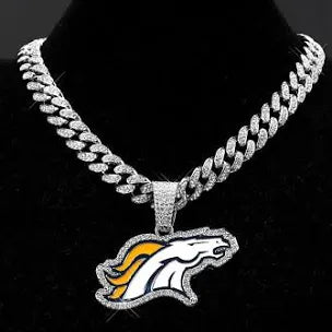 Denver Broncos Pendant with Link Chain-24inches