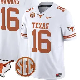 Men’s Texas Longhorns State Map & SEC Patch Jersey Arch Manning Size Large