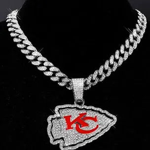 Kansas City Chiefs Pendant with Link Chain -24inches