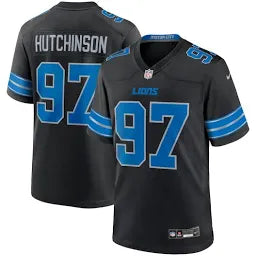 Men's Detroit Lions Aidan Hutchinson Nike Black 2nd Alternate Game Jersey Size XL