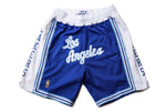 Men's Mitchell & Ness x Just Don White/Royal Los Angeles Lakers 1996 Hardwood Classics Authentic Shorts Size Large