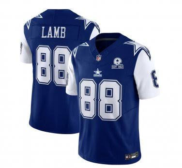 Cowboys CeeDee Lamb Vapor F.U.S.E. With 1960 Patch Jersey Blue Men’s Size Medium