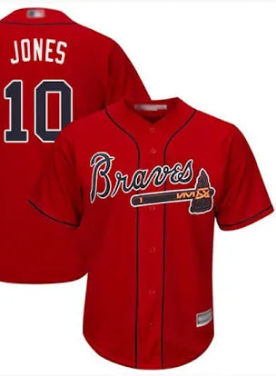 Atlanta Braves Chipper Jones Red Alternate Jersey Men’s Size