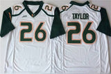 SEAN TAYLOR MIAMI HURRICANES #26 College WHITE Throwback Stitched Jersey Men’s size XL
